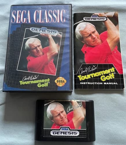 ARNOLD PALMER TOURNAMENT GOLF Sega Genesis Video Game COMPLETE in Original Case!