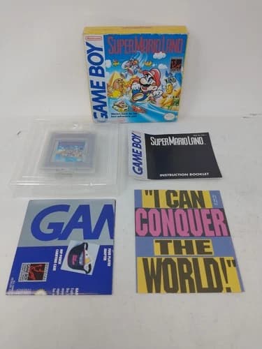 Super Mario Land (Nintendo Game Boy, 1989) Authentic CIB Complete w/ Box, Manual