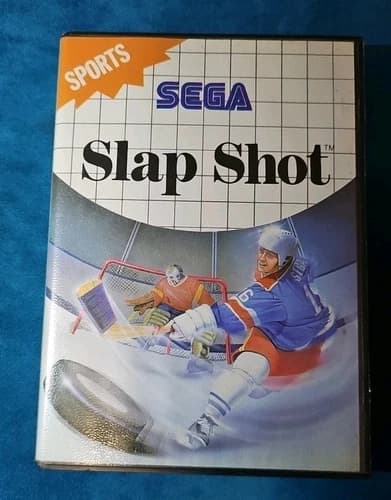 1990 Sega Master System Slap Shot CIB Complete Blue Label Variant Tested VG