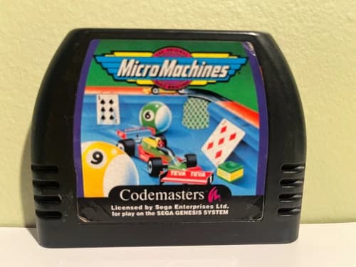 Micro Machines Sega Genesis Cartridge Only Stickers on Back - Works See Video