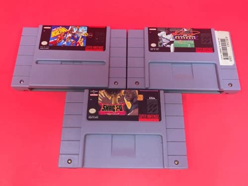 SNES Nintendo KEN Griffey Jr Baseball NCAA Basket Ball Shaq-Fu 3 Game Cartridges