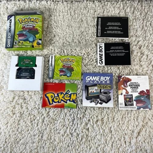 Pokemon LeafGreen (Nintendo Gameboy Advance, 2004) GBA Authentic Complete in Box