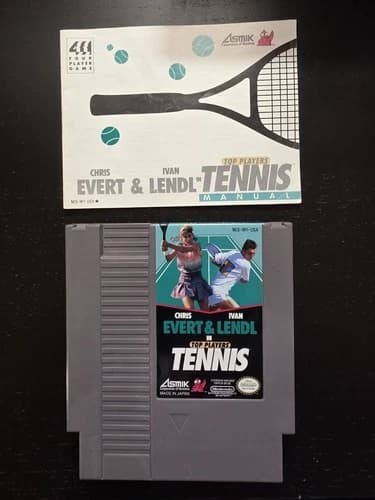NES Chris Evert & Ivan Lendl In Top Players Tennis Asmik 1990 Cartridge + Manual