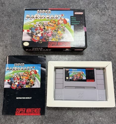 Super Mario Kart (Super Nintendo SNES) Complete in Box CIB - NICE!!!-