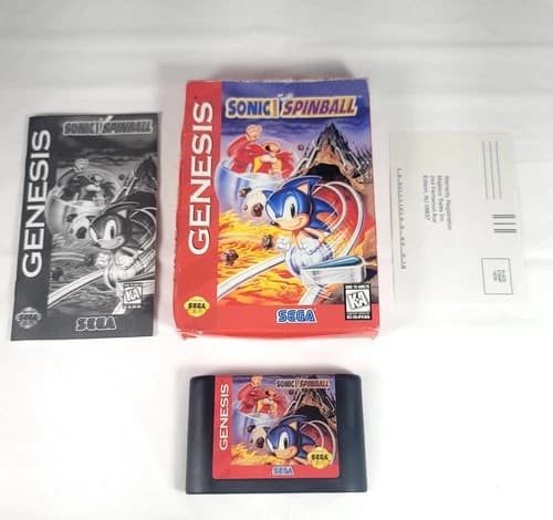Sonic Spinball (Sega Genesis) CIB - Complete In Box - Majesco Cardboard Version