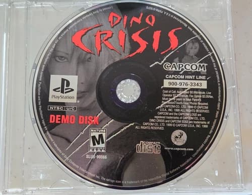Dino Crisis (Sony PlayStation 1 PS1, 1999) Rare Demo Disc Only ~ MINT!