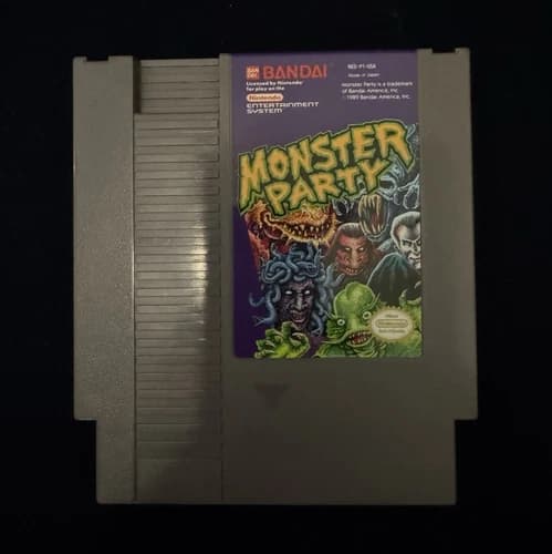 Bandai Monster Party Nintendo NES Cartridge NTSC-U/C Tested Works