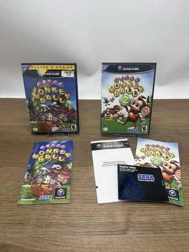 Super Monkey Ball 1 and 2 Nintendo GameCube, Complete with Manuals Tested Works