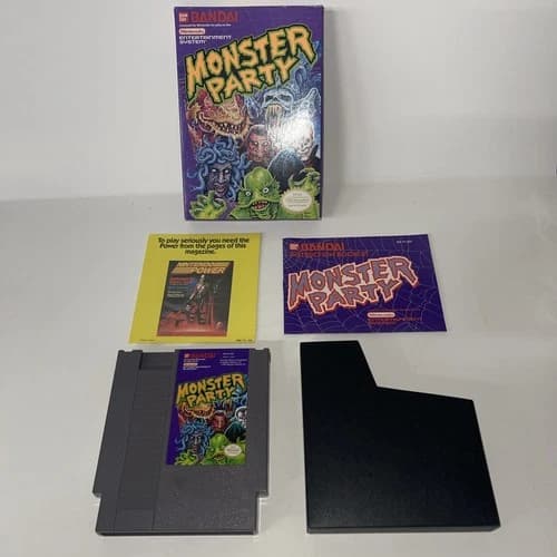 Nintendo NES Bandai MONSTER PARTY 1989 CIB tested Works