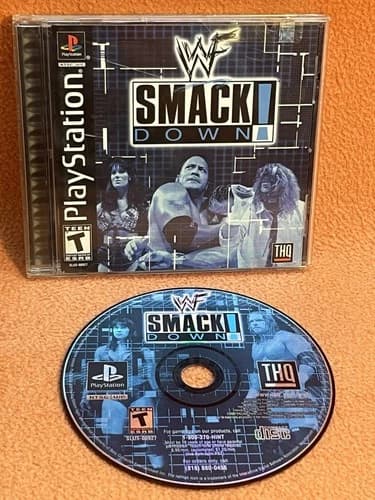 WWF SmackDown! Sony PlayStation 1 PS1 Black Label Game Complete REG Card!