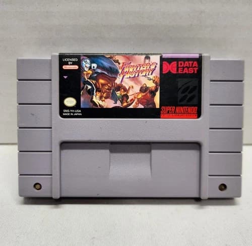 Fighter's History Super Nintendo Entertainment System SNES Authentic Game Cart