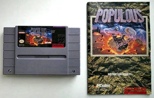 Populous (SNES, 1991) Cartridge and instructions included - Authentic!!