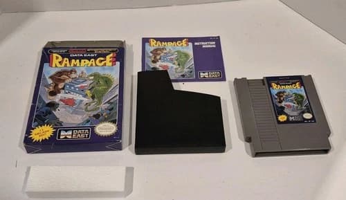 Nintendo NES Rampage CIB: Game, Manual and Box