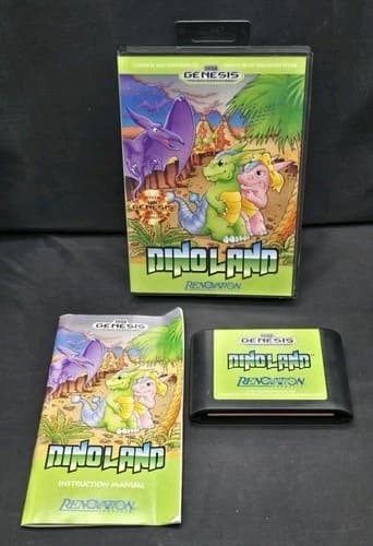 Dino Land (Sega Genesis, 1991) CIB Complete Case Manual Tested Authentic