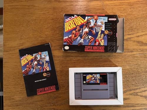 NCAA Basketball SNES CIB Complete In Box Super Nintendo Video Game