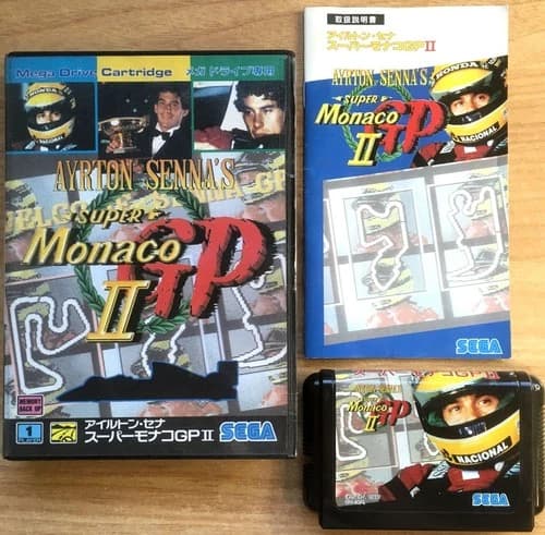 AYRTON SENNA'S SUPER MONACO GP II COMPLETE SEGA MEGADRIVE GENESIS NTSC JAP CIB 2
