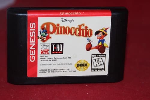 Disney's Pinocchio (Sega Genesis, 1996) Authentic Game Cartridge