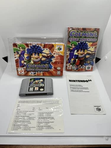 NINTENDO 64 Goemon's Great Adventure COMPLETE CIB W/reg Card N64 Very Nice!