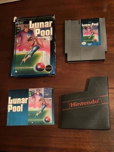 Lunar Pool Nintendo NES Complete In Box w Sleve And Manual Tested