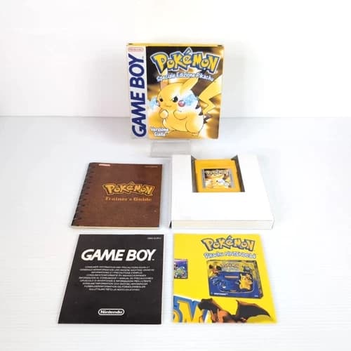 Pokemon Yellow Game Boy COMPLETE PERFECT Cartridge with ITALIAN Manuals