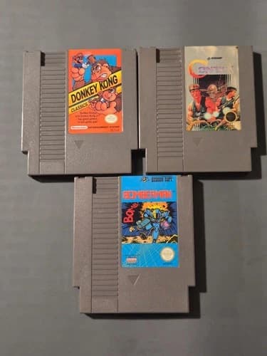 Retro Nintendo NES Authentic Games: Contra, Bomberman, DK Classics - Non-Working