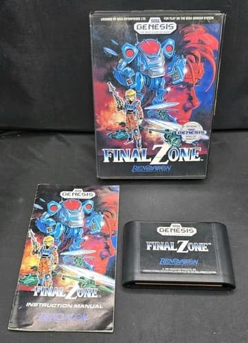 Final Zone Sega Genesis Complete CIB Case Cart Manual Tested Authentic