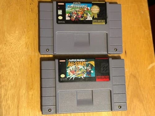 SNES Super Nintendo Super Mario Carts And Super Mario All-Stars