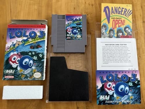 Adventures of Lolo 3 Complete in Box CIB w/Inserts! (Nintendo, NES 1991) RARE🔥