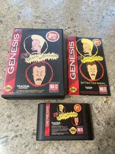 MTV's Beavis and Butt-Head (Sega Genesis, 1994) Complete CIB Tested Clean