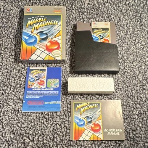 Marble Madness NES Complete in Box 1989 w/manual Milton Bradley