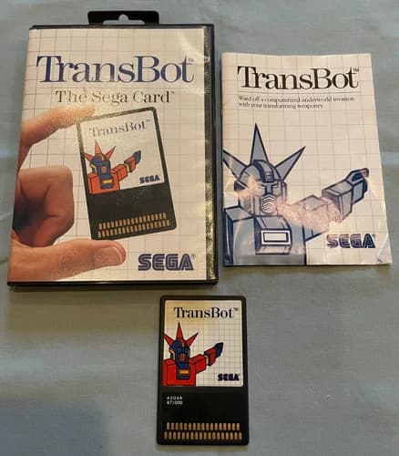 TRANSBOT - Sega Master System Video Game Card - COMPLETE in Original Case (CIB)!