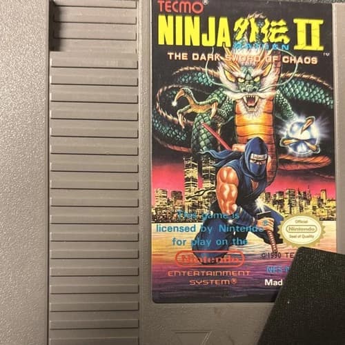 Tecmo Ninja Gaiden II The Dark Sword of Chaos Nintendo NES Game Cartridge