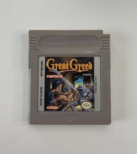 Great Greed Nintendo Game Boy 1993 Namco Authentic Cartridge. New Battery