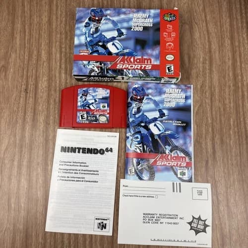 Jeremy McGrath Supercross 2000 N64 Complete In Box CIB Nintendo 64 Manual Insert