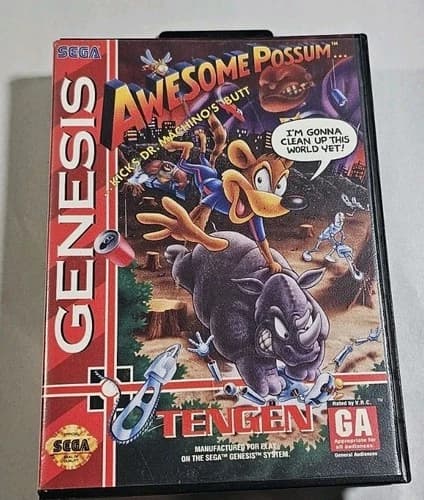 Awesome Possum Kicks Dr. Machino's Butt (Genesis) CIB w/Manual