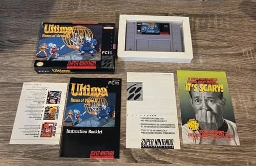 Ultima Runes of Virtue II SNES Game Super Nintendo 1994 Complete with Manual CIB