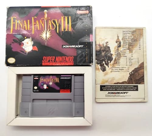 Final Fantasy III (Super Nintendo SNES 1994) COMPLETE CIB Tested Authentic Saves