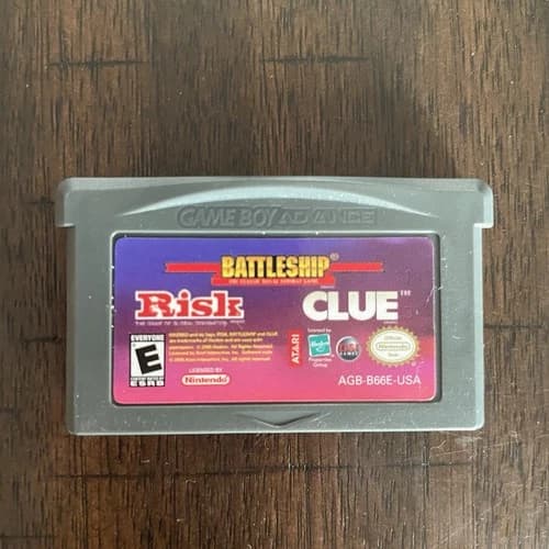 Hasbro Battleship/RISK/Clue - Game Boy Advance - Cartridge Only - Tested