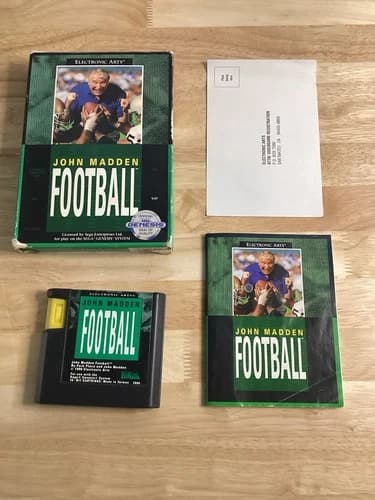 John Madden Football Sega Genesis Cardboard CIB Complete w/ Reg Card TESTED