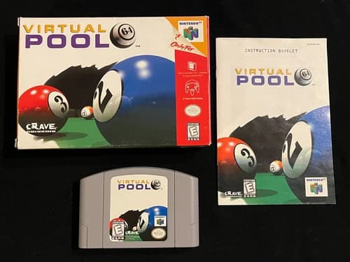 Virtual Pool 64 (Nintendo 64, 1998) Box Manual Complete CIB N64