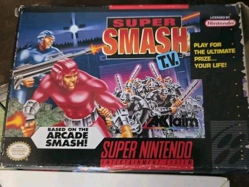 Super Smash T.V. Super Nintendo SNES With box Manual Game As Shown Tested