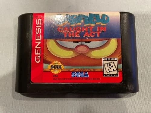 GARFIELD: CAUGHT IN THE ACT - Sega Genesis Video Game (Cart Only) - WORKS!