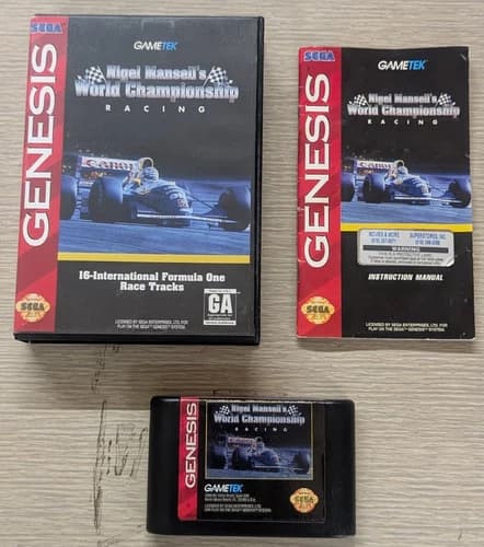 1994 Sega Genesis Nigel Mansell's World Championship Racing Game Cartridge CIB