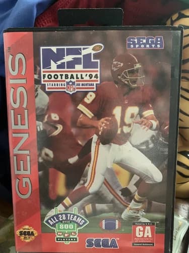 NFL Football '94 Starring Joe Montana Sega Genesis, 1993 Kansas City Chiefs CIB