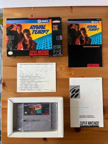 Rival Turf SNES Super Nintendo Complete CIB