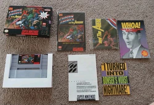 Vintge 1993 Captain America and the Avengers Super Nintendo SNES Complete In Box