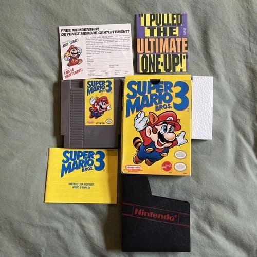 Super Mario Bros. 3 (Nintendo NES, 1990) With Box, Game, Foam Insert ,manual