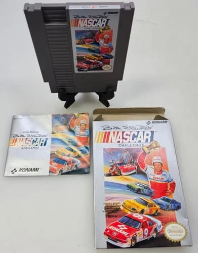Nintendo NES Bill Elliots Nascar Challenge Game, Box, Manual Cleaned And Tested