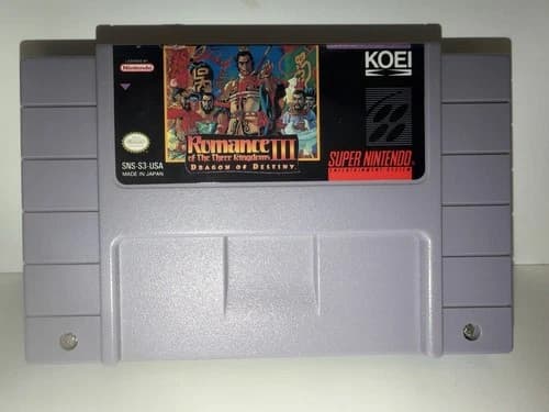 Romance of the Three Kingdoms III 3 Dragon of Destiny SNES Super Nintendo Game