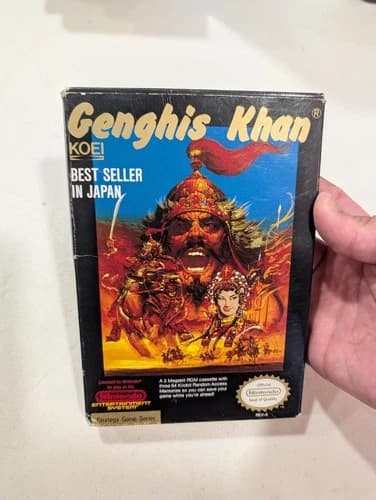 Genghis Khan (Nintendo NES, 1990) Game, Box, Manual, Tested